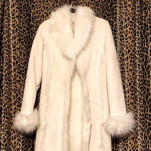 Bebe Ivory faux shearling full length coat